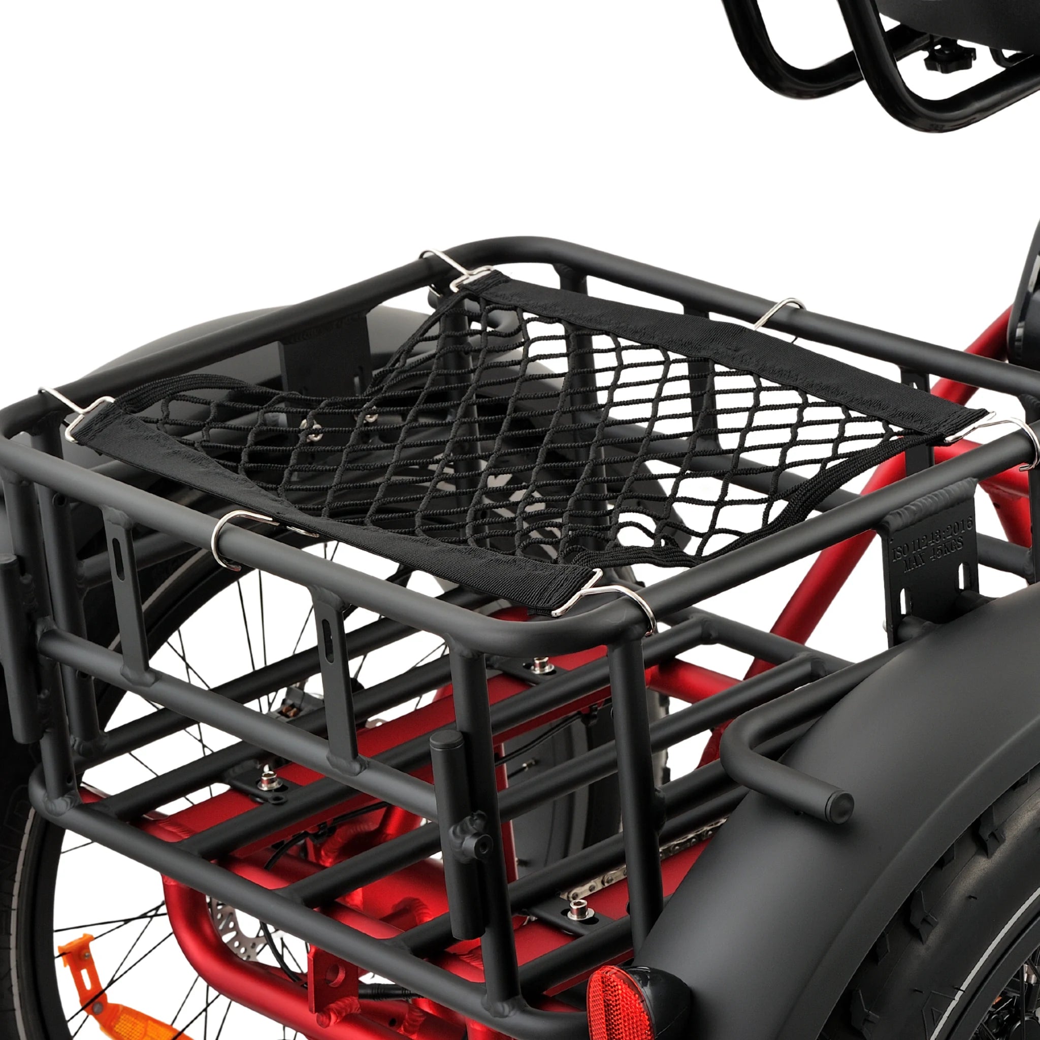 Ridewave Wallaby Plus red electric trike rear cargo basket close-up #color_red