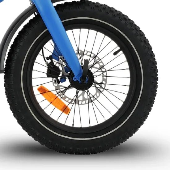 16 x 3.0 inch puncture-resistant tyre shown fitted on a Ridewave Koala electric trike