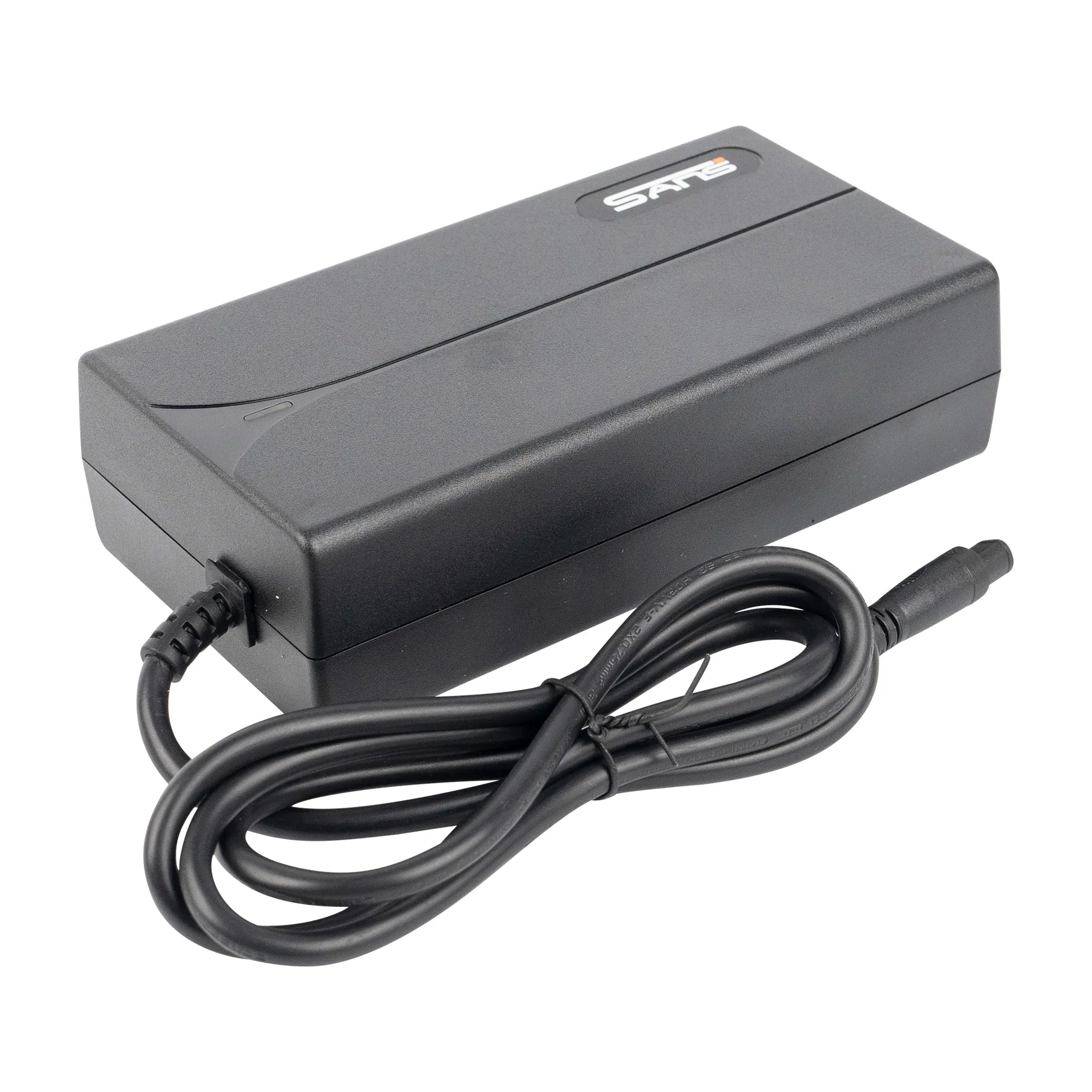 48V ebike charger showing compact design and integrated charging cable