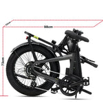 Miniwave folding ebike geometry and frame dimensions diagram