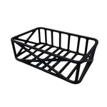 Black wire basket on a white background