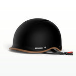 Black helmet with brown rim and visible brand name on a white background #color_space-black