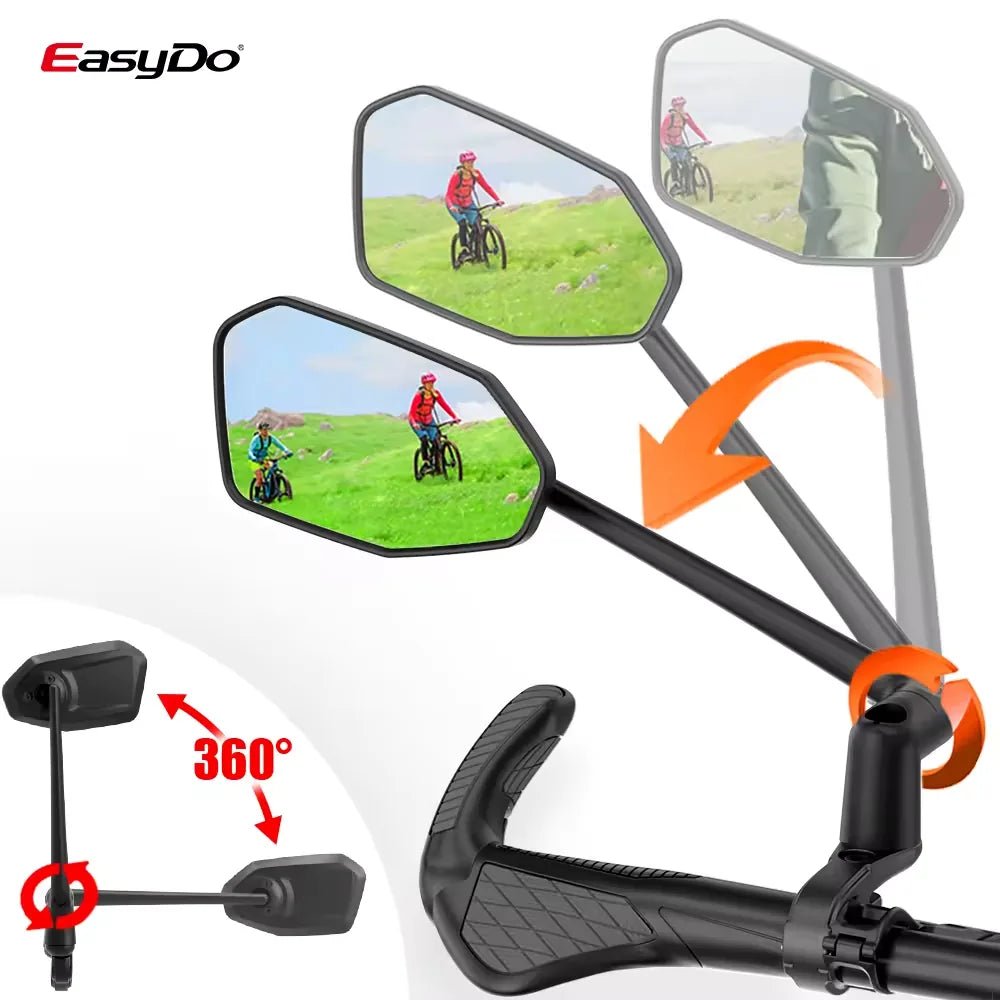 EasyDo RM15 bike mirror rotates 360 degrees for easy adjustment