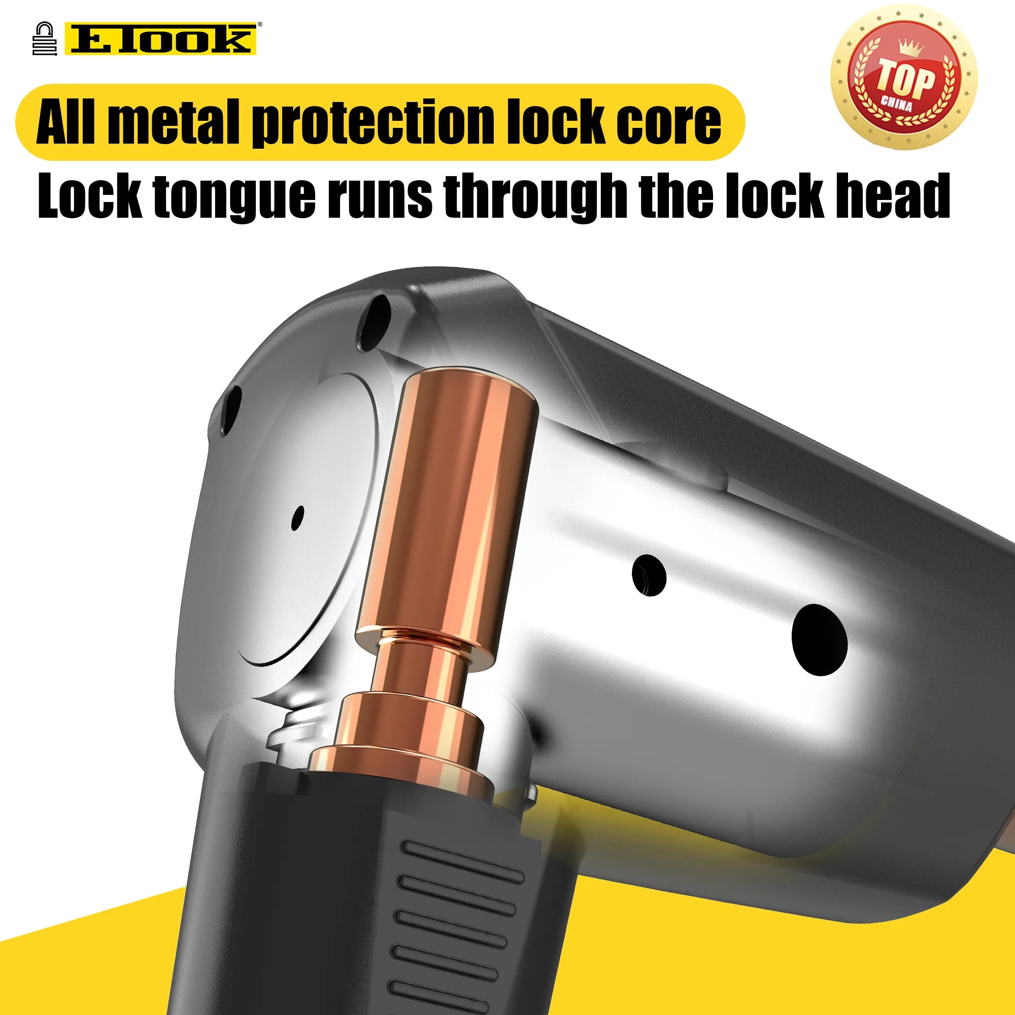 All-metal protected lock core of the Etook ET655K keyed chain lock