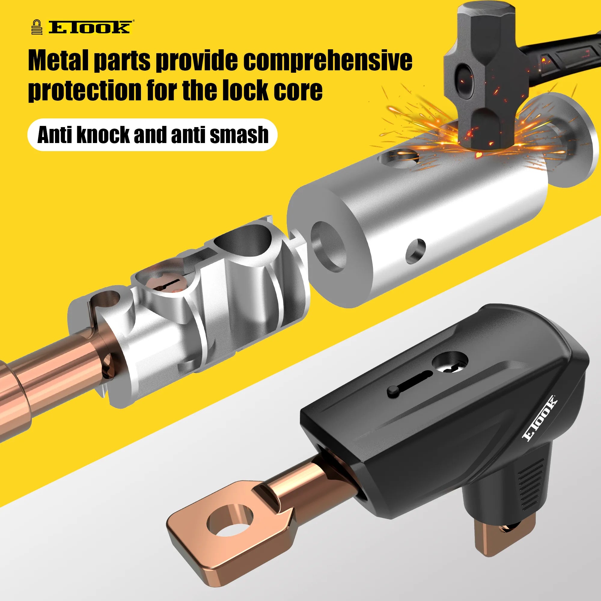 Etook ET655K metal lock head resists knocking and smashing