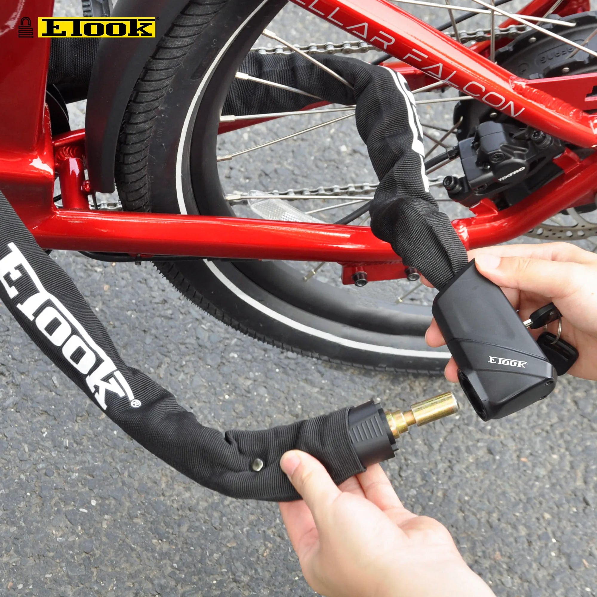 Locking an e-trike wheel with the Etook ET655K chain lock