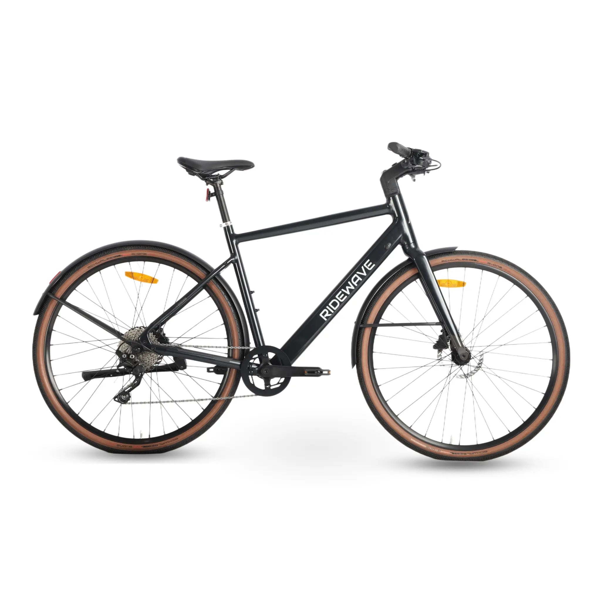 Ridewave Glide Road electric bike, side view showing the slim road-style frame and rear hub motor