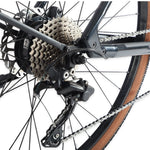 Rear hub motor and drivetrain detail of the Ridewave Glide Road electric bike