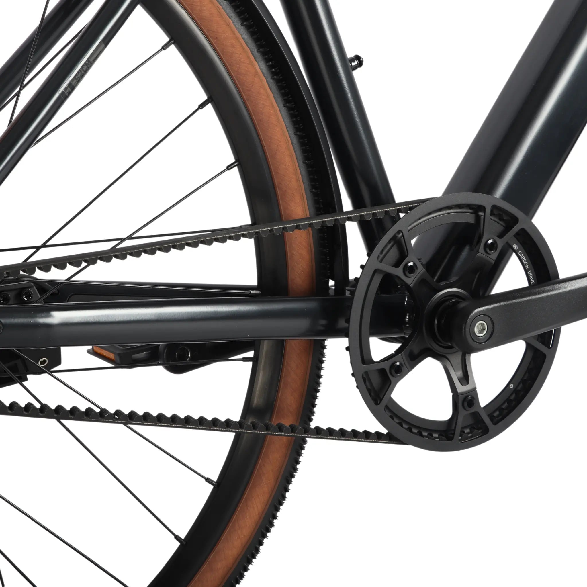 Crankset and drivetrain detail of the Ridewave Glide Road ebike