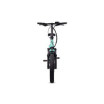 #color_aqua Miniwave folding ebike front view in aqua with wide fat tyres