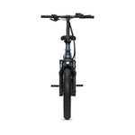 #color_slate-blue Miniwave folding ebike front view in slate blue with wide fat tyres
