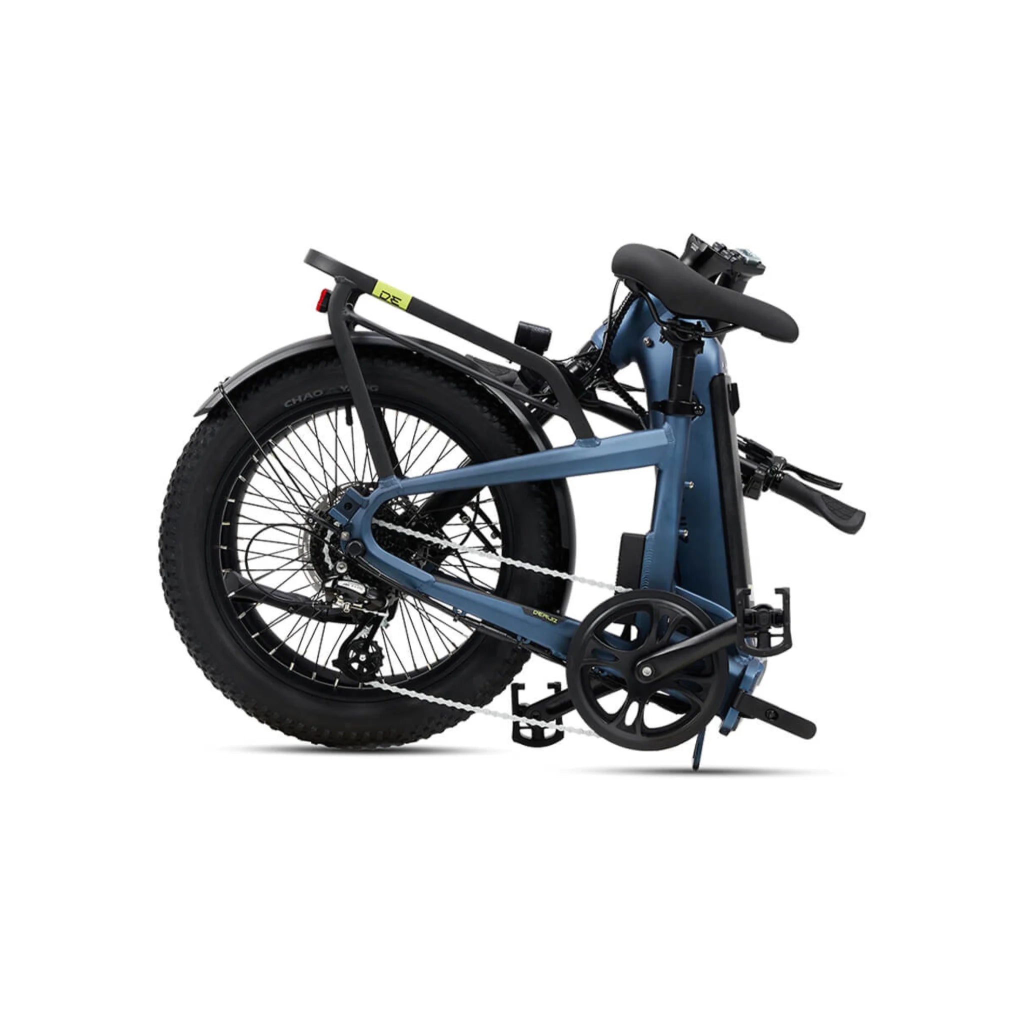 #color_slate-blue Miniwave folding ebike folded position in slate blue for easy storage