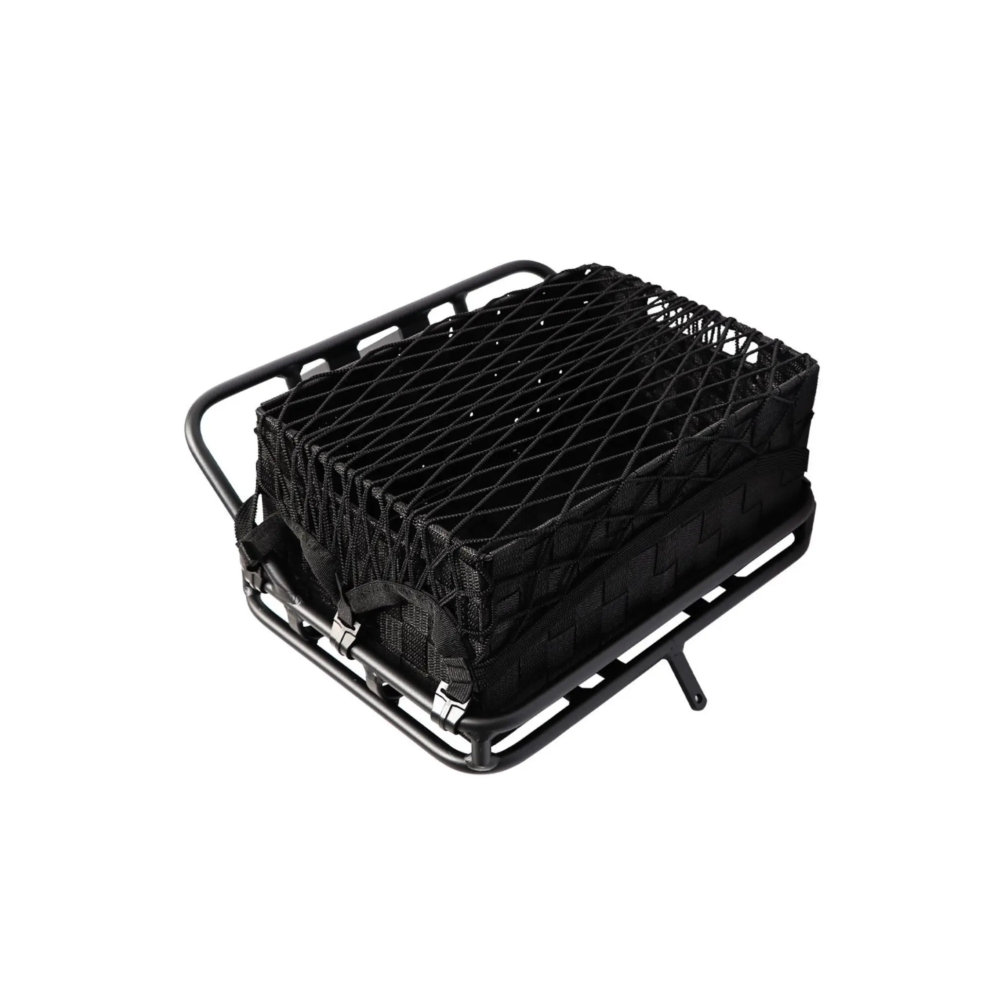 Front bike basket with cargo net installed on ebike
