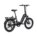 #color_graphite Miniwave folding ebike rear angle view in graphite with wide tyres