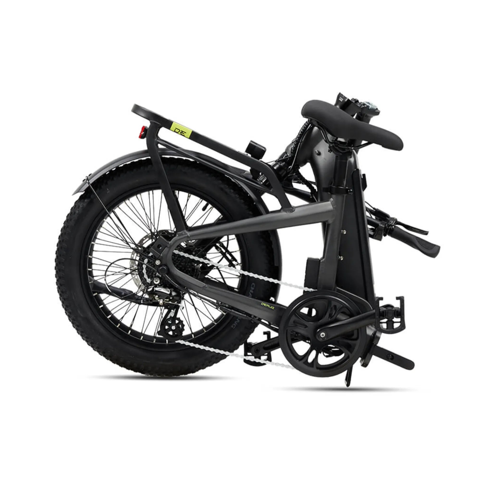 #color_graphite Miniwave folding ebike folded position in graphite for easy storage