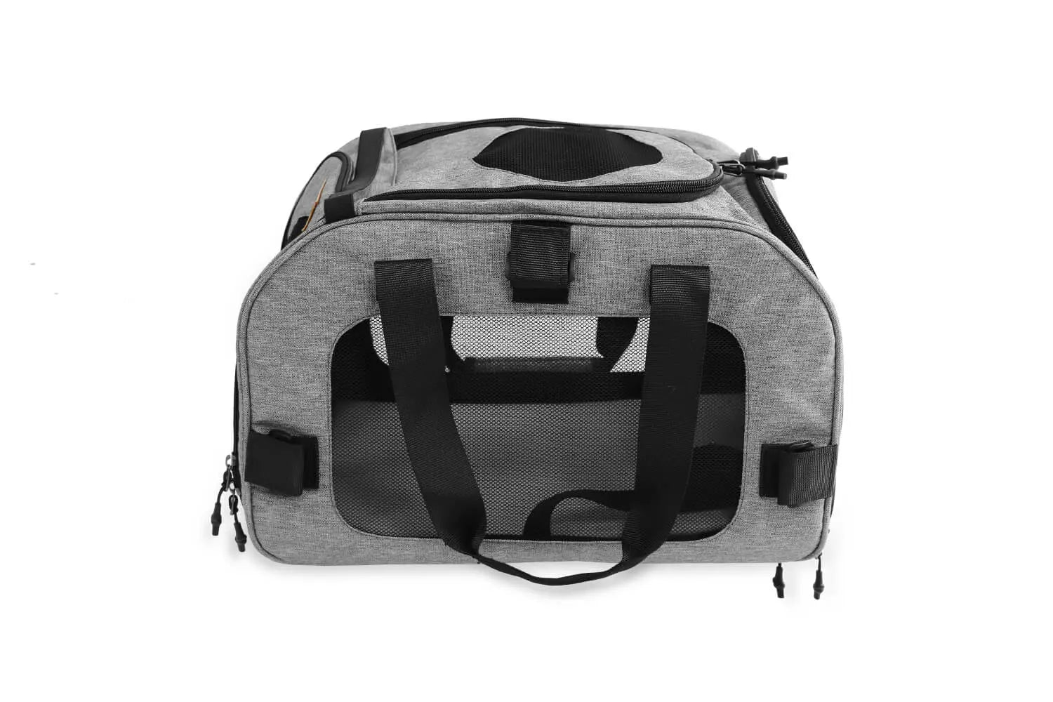 Bike pet carrier bag with padded interior and ventilation panels