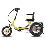 Ridewave Platypus cream folding electric trike side view with rear cargo basket #color_cream