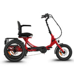 Ridewave Platypus red folding electric trike side view with rear cargo basket #color_red