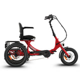 Ridewave Platypus red folding electric trike side view with rear cargo basket #color_red
