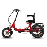 Ridewave Platypus red folding electric trike side view with rear cargo basket #color_red