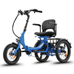 Ridewave Platypus sky blue folding electric trike side view with rear cargo basket #color_sky-blue