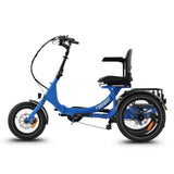Ridewave Platypus sky blue folding electric trike three-quarter side view with rear cargo basket #color_sky-blue