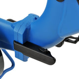 Ridewave Platypus sky blue folding electric trike low step-through frame and footrest close-up #color_sky-blue