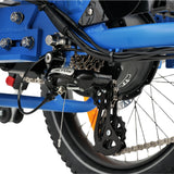 Ridewave Platypus sky blue folding electric trike drivetrain and rear axle close-up #color_sky-blue