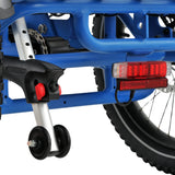 Ridewave Platypus sky blue folding electric trike rear caster wheel and tail light close-up #color_sky-blue