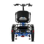 Ridewave Platypus sky blue folding electric trike rear view with cargo basket and tail lights #color_sky-blue