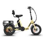 Ridewave Koala cream electric trike side view with step-through frame and rear basket #color_cream