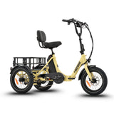 Ridewave Koala cream electric trike three-quarter front view with rear cargo basket #color_cream
