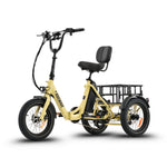 Ridewave Koala cream electric trike front view showing three-wheel stance and upright riding position #color_cream