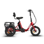 Ridewave Koala red electric trike side view with step-through frame and rear basket #color_red