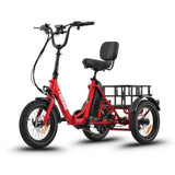 Ridewave Koala red electric trike front view showing three-wheel stance and upright handlebar #color_red