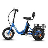 Ridewave Koala sky blue electric trike side view with step-through frame and rear basket #color_sky-blue