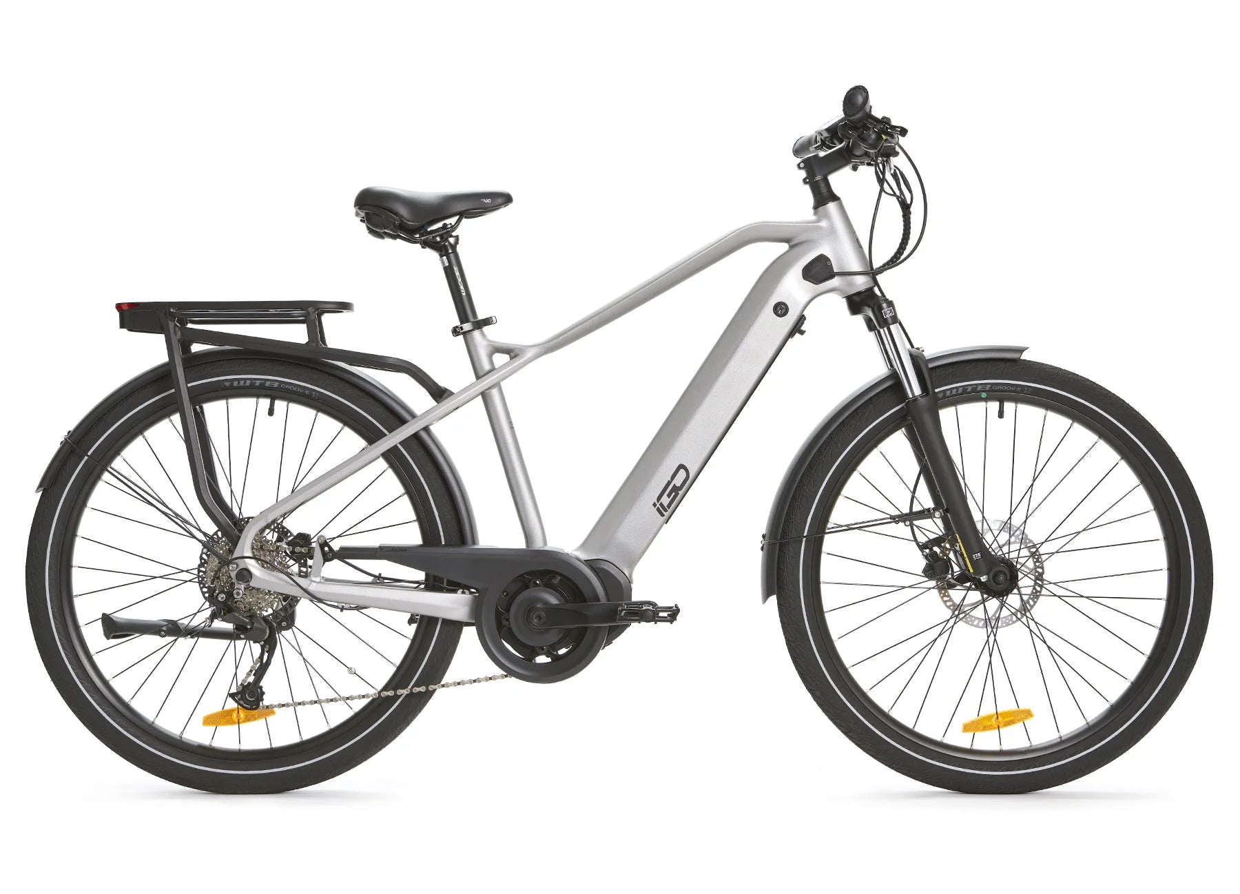 Urban mid drive ebike for city commuting with clean step-over frame design