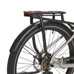Urban mid drive ebike rear rack setup for commuting and everyday cargo