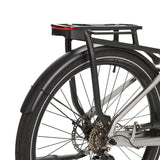 Urban mid drive ebike rear rack setup for commuting and everyday cargo