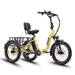 Ridewave Wallaby cream electric trike three-quarter rear view with rear cargo basket #color_cream