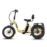 Ridewave Wallaby cream electric trike three-quarter side view with rear cargo basket #color_cream