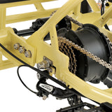 Ridewave Wallaby cream electric trike rear drivetrain, axle and motor close-up #color_cream