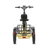 Ridewave Wallaby cream electric trike rear view with cargo basket and tail lights #color_cream