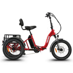 Ridewave Wallaby red electric trike side view with rear cargo basket #color_red