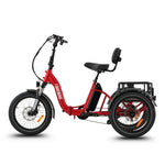 Ridewave Wallaby red electric trike side view with rear cargo basket #color_red