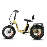 Ridewave Wallaby Plus cream electric trike side view with rear cargo basket #color_cream