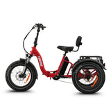 Ridewave Wallaby Plus red electric trike side view with rear cargo basket #color_red