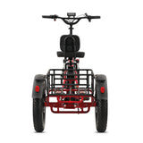 Ridewave Wallaby Plus red electric trike rear view with cargo basket and tail lights #color_red