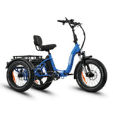Ridewave Wallaby Plus sky blue electric trike three-quarter front view with rear cargo basket #color_sky-blue